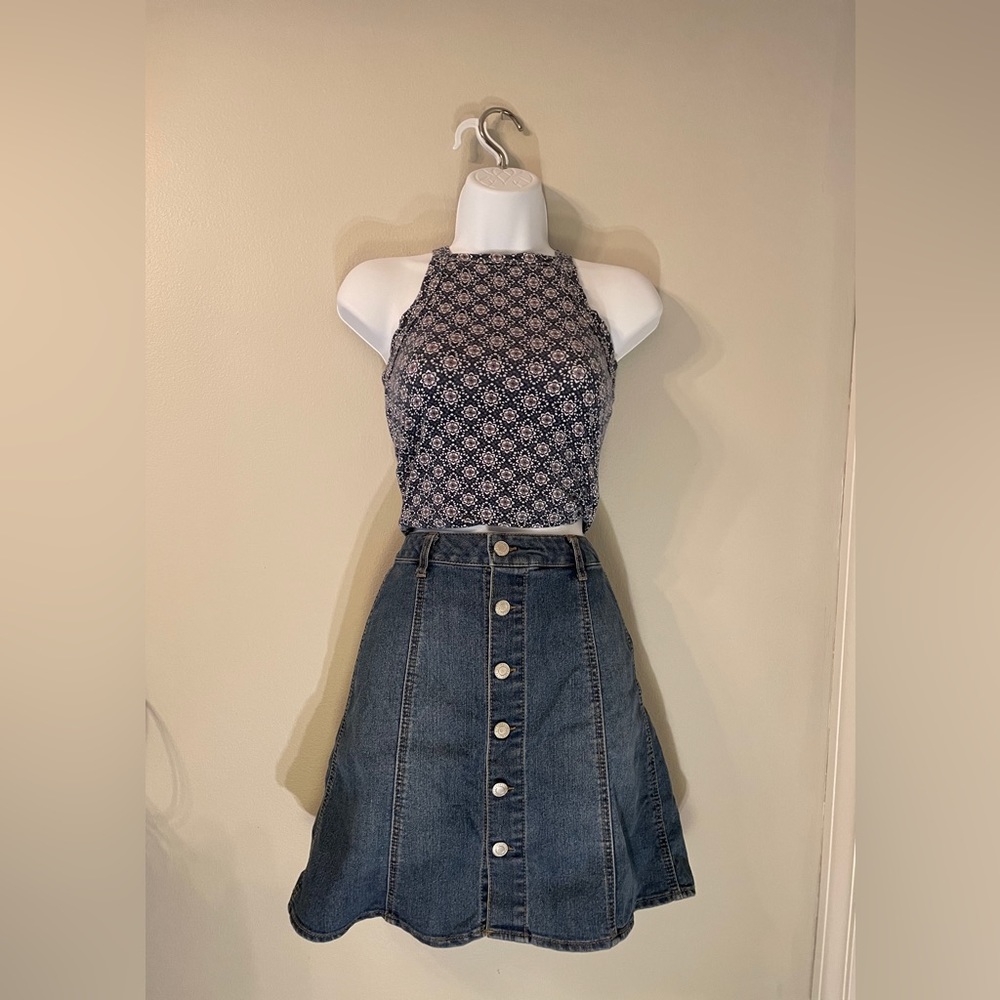 Button-up Denim Skirt